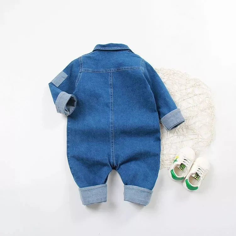 Classic Stitch Denim Baby Romper