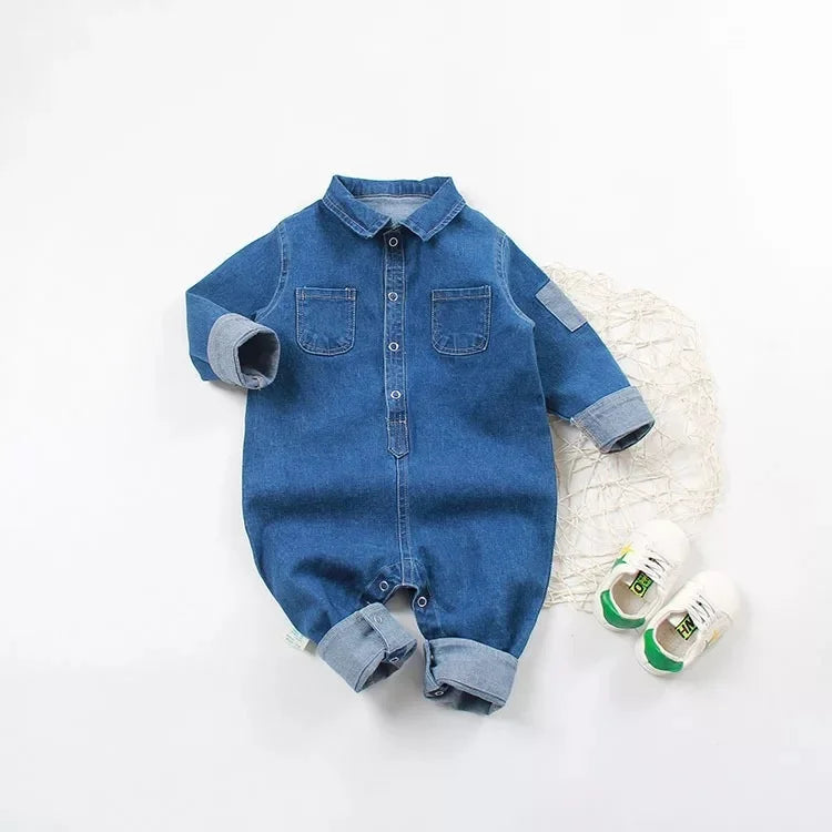 Classic Stitch Denim Baby Romper