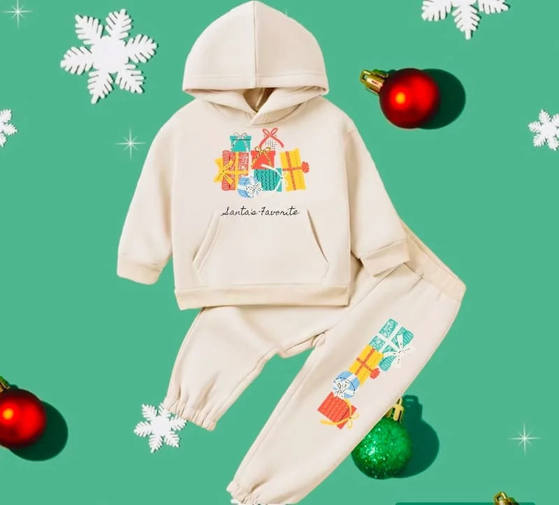 Santa’s Favorite Cream Hoodie Set - Zuriland & Co.