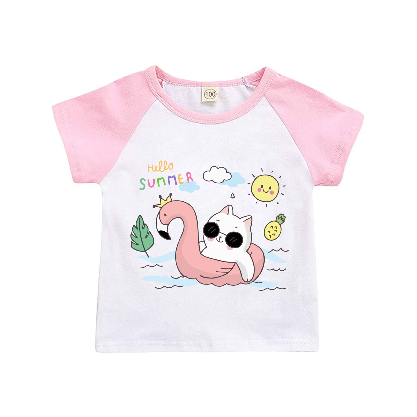 Cool Cat Poolside Kids Tee: Hello Sunshine!