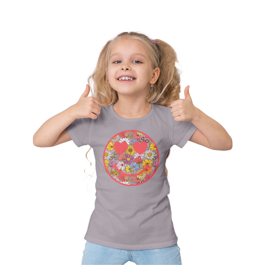 Heart Eyes Emoji & Flowers Tee: Spread Joy!